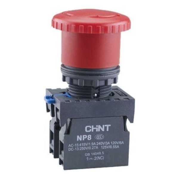 Кнопка управления &amp;amp;quot;Грибок&amp;amp;quot; NP8-11ZS/14 d40мм 1НО+1НЗ IP65 с фиксацией красн. CHINT 667129
