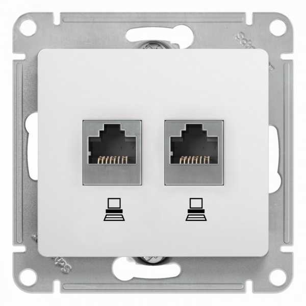 Розетка компьютерная 2-м Glossa RJ45 кат.5E механизм бел. SE GSL000185KK