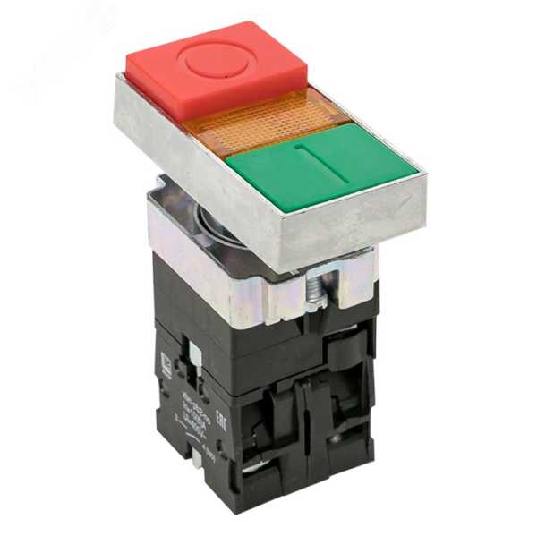 Кнопка LAY5-BW8465 &amp;amp;quot;I-O&amp;amp;quot; прямоугольная 230В NO+NC PROxima pbn-bw8465