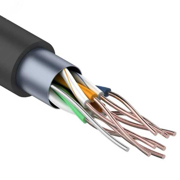 Кабель витая пара F/UTP кат.5E 4х2х24AWG solid CU PE Outdoor черн. (м) 01-0146