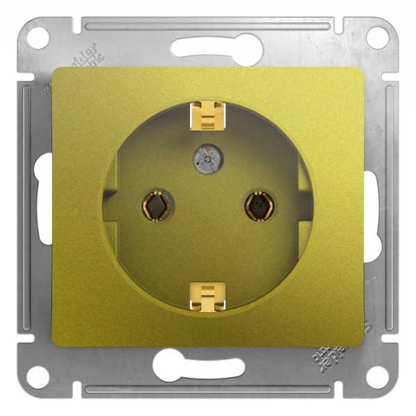 GLOSSA РОЗЕТКА с заземлением,16А, 250В, механизм, ФИСТАШКОВЫЙ C2 GSL001043