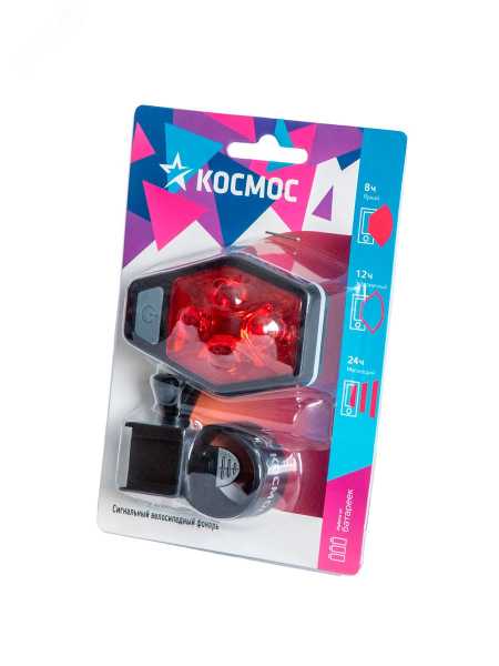 Фонарь велосипедный задний 4REDLED 2xAAA корпус ABS-пластик держатель-крепление зажим н KOC401B