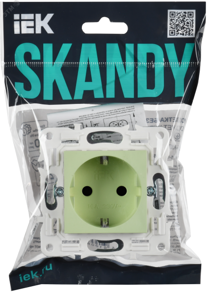 SKANDY Розетка с заземлением с защитными шторками 16А SK-R04G мятный IEK SK-R14-16-K06