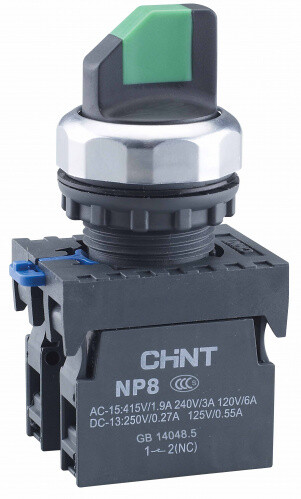 Переключатель без подсветки NP8-11X/222 2 полож. с возвратом черн. 1НО+1НЗ IP65 578766
