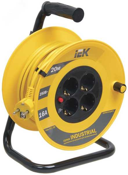 Катушка УК20 4 места 2P+PE/20м 3х1,5мм2 &amp;amp;quot;Industrial&amp;amp;quot; WKP15-16-04-20