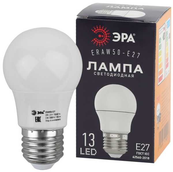 Лампочка светодиодная STD ERAW50-E27 E27 / Е27 3Вт груша белый для белт-лайт Б0049582