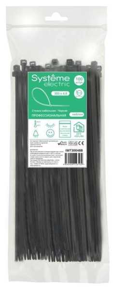 Стяжка кабельная MultiSet 300х4.8 Ч-рная (100шт) IMT30048B