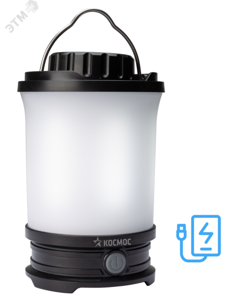 Фонарь аккумуляторный кемпинговый LED 10Вт съемн. аккум. Li-ion18650 2х2.2А.ч Power-bank USB-шнур KOS604Lit