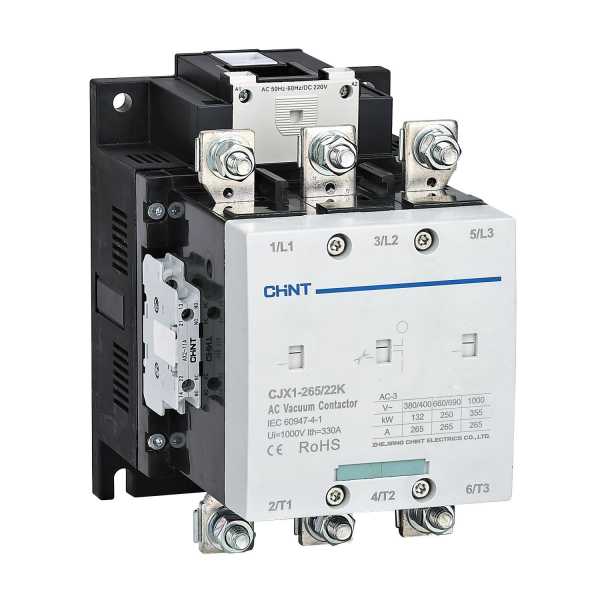 Контактор вакуумный CJX1-265/22K 265А(АС3) 2НО+2НЗ AC/DC 220В 50/60Гц 275706