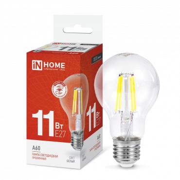 Лампа светодиодная LED-A60-deco 11Вт грушевидная прозрачная 4000К нейтр. бел. E27 1160лм 230В 4690612026145