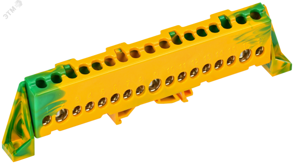 TEKFOR Шина PE земля в комбинированном DIN-изоляторе Стойка 8х12-17-ЖЗ IEK TF-NN20-17-DP-K52