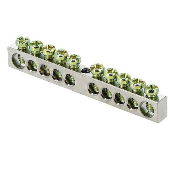 Шина PEN &amp;amp;quot;ноль-земля&amp;amp;quot; 6х9 10 отверст. цинк крепеж по центру PROxima sn1-63-10