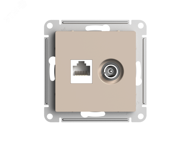 Розетка компьютерная + телевизионная 2-м AtlasDesign RJ45 кат.5E песочн. SE ATN001289
