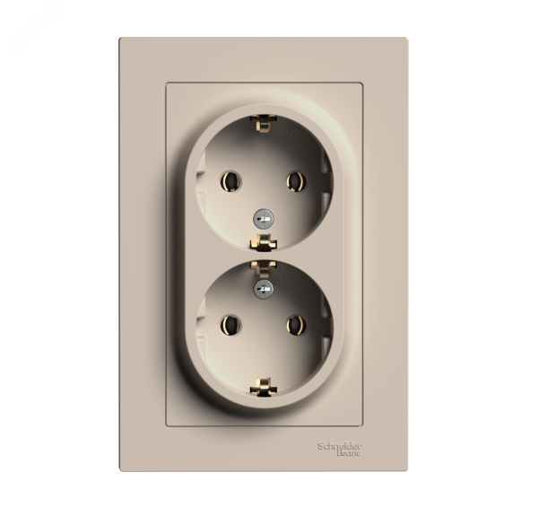 Розетка 2-м. AtlasDesign 16А с заземл. в сборе песочн. SE ATN001224