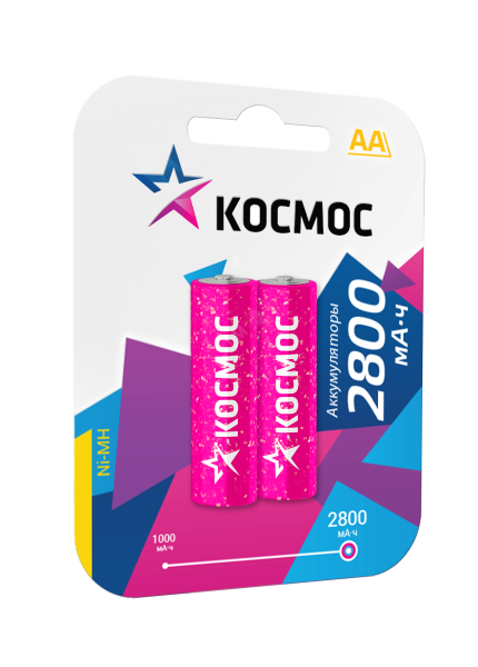 Аккумулятор AA/R6 2800мА.ч NI-MN BP-2 (блист.2шт) КОСМОС KOCR6NIMH2800MAH2BL
