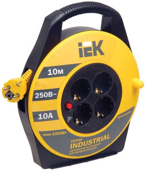 Удлинитель на катушке 4х10м с заземл. 10А IP20 Industrial УК10 3х1 термозащита WKP14-10-04-10