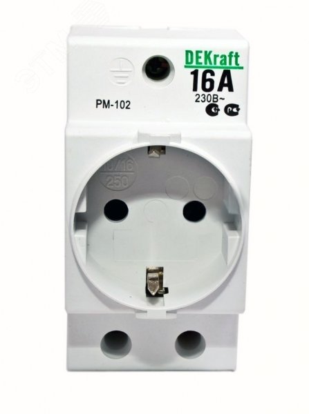 Розетка модульная РМ-102 16А 220В 2P+PEN на DIN-рейку 18012DEK