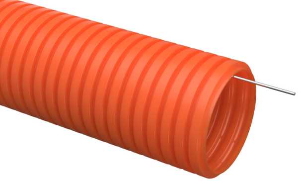 Труба гофр. ПНД d=20мм с зондом оранж. тяж. (100м) CTG21-20-K09-100