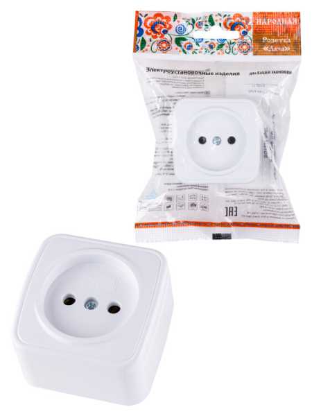 Розетка 2П открытой установки IP20 10А, белая &amp;amp;quot;Дача&amp;amp;quot; Народная SQ1824-0007