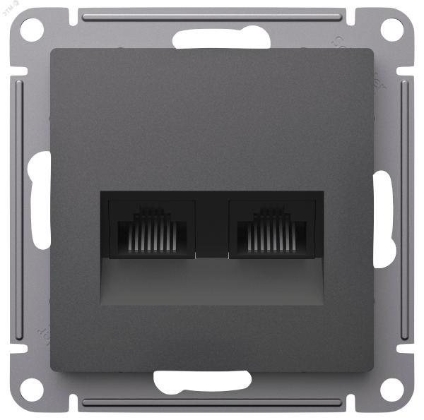 Розетка компьютерная 2-м AtlasDesign RJ45+RJ45 кат.5E механизм базальт SE ATN001485