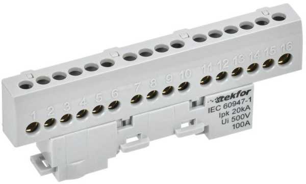 TEKFOR Шина L фаза изолированная на универсальном держателе 6х9-16-Ср IEK TF-NN10-16-KL-K03