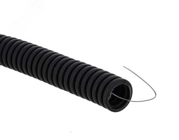 Труба гофрированная ПВХ d25мм с протяжкой черн. (уп.50м) Plast tg-z-25-50-black