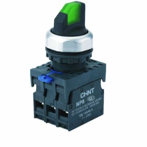 Переключатель с подсветкой NP8-11XD/213 2 полож. фикс. AC110-230В(LED) 1НО+1НЗ IP65 зел. 667553