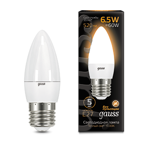 Лампа LED Candle E27 6.5W 2700К 1/10/50 103102107