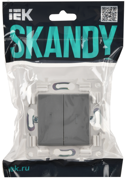 SKANDY Выключатель 2-клавишный с индикацией 10А SK-V09Gr серый IEK SK-V20-1-10-K03