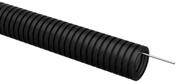 ELASTA Труба гофр. ПВХ d=32мм с зондом черная (25м) ET-TG21-121-032-025-K02