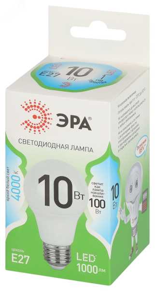 Лампа светодиодная LED 10 Вт 1000Лм 4000К груша нейтральный E27 220-240В LED A60-10W-840-E27 Green Line Б0067135