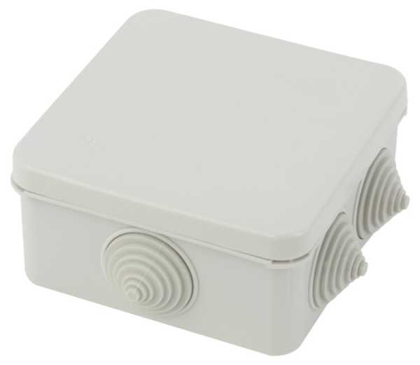 Распаячная коробка KORz-100-100-50-6gv открытой установки КОР 100х100х50мм защелк крышка 6 вставл сальника IP55 Б0055757