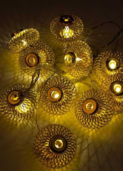 Гирлянда светодиодная &amp;amp;quot;Фонарики&amp;amp;quot; золото 5х3см 10LED тепл. бел. 1.8+0.3м КОСМОС KOC_GIR-B121