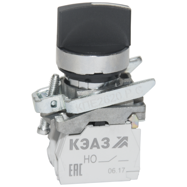 Переключатель КПЕ2620РС-черный-2но+0нз-ручка-фикс-3поз-IP65- 248266