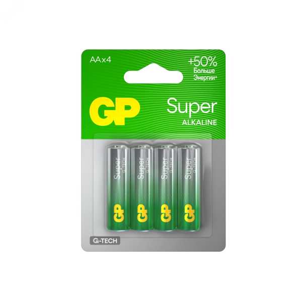 Батарейка алкалиновая GP Super Alkaline G-Tech 15А АA - 4 шт. на блистере 1222