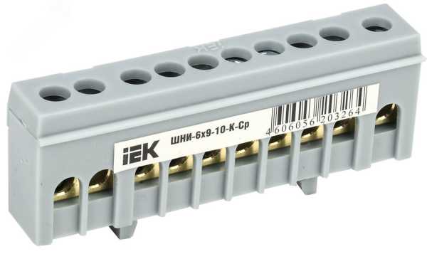 Шина L &amp;amp;quot;фаза&amp;amp;quot; в корп изол на DIN-рейку ШНИ-6х9-10-К-Ср YNN10-69-10KD-K02