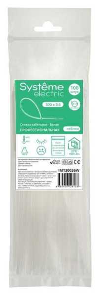 Стяжка кабельная MultiSet 300х3.6 Белая (100шт) IMT30036W