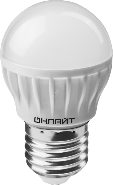 Лампа светодиодная LED 6вт E27 белый матовый шар 19213