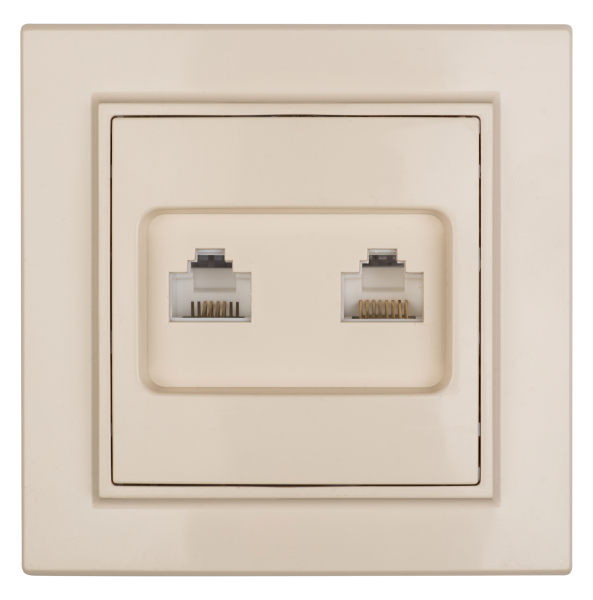 Минск Розетка RJ-45 2-местная СП бежевая EKF