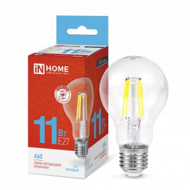 Лампа светодиодная LED-A60-deco 11Вт грушевидная прозрачная 6500К холод. бел. E27 1160лм 230В 4690612026169
