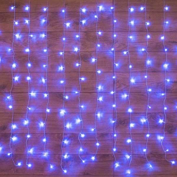 Гирлянда светодиодная &amp;amp;quot;Светодиодный Дождь&amp;amp;quot; 2.5х2м 300LED син. 16Вт 230В IP20 свечение с динамикой провод прозр. 235-053