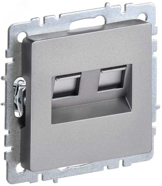 BRITE Розетка двойная RJ11+RJ45 кат.5E РК/Т12-БрС сталь BR-KT20-O-1-K46