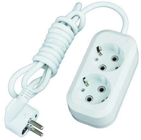 Удлинитель 2х5м с заземл. 13А IP20 Е-302 ПВС 3х1 АБС-пластик 9631974