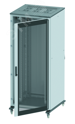Напольный 19&amp;amp;quot; IT-корпус ДКС серии CQE 47U 600х2200х800, двери стекло+сплошная, панели для крыши, кабельный ввод, RAL7011/7035 R5IT4768GS