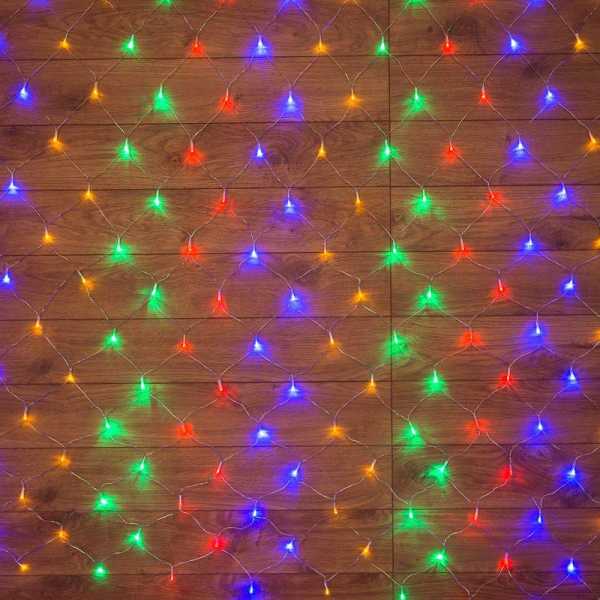 Гирлянда светодиодная &amp;amp;quot;Сеть&amp;amp;quot; 1х1.5м 96LED мультиколор 12Вт 220-240В IP20 с контроллером 8 режимов провод ПВХ прозр. Neon-Night 215-119-6