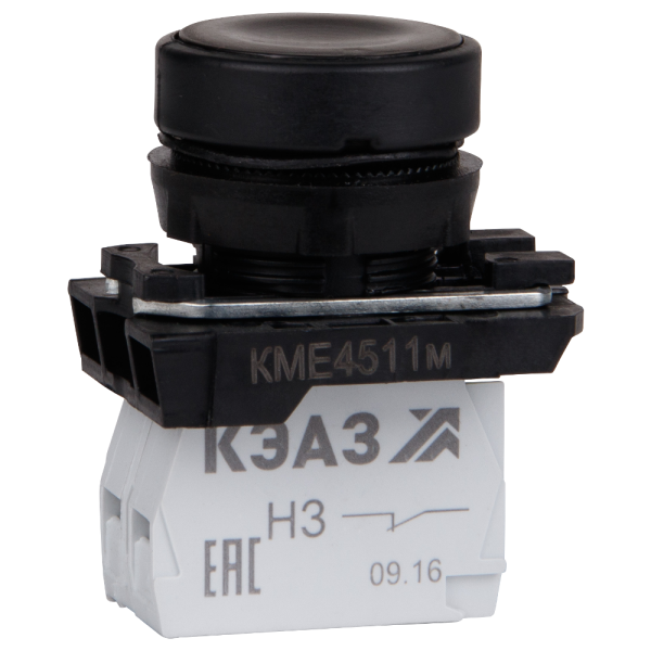 Кнопка КМЕ4510м-черный-1но+0нз-цилиндр-IP54- 273453