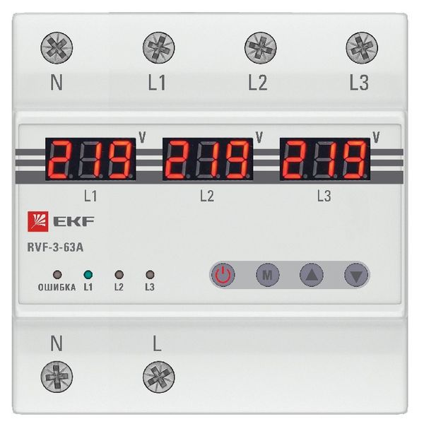Реле выбора фаз с дисплеем RVF-3-63А PROxima RVF-3-63a