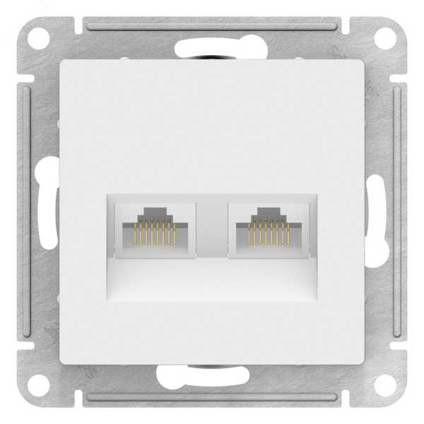 Розетка компьютерная 2-м AtlasDesign RJ45+RJ45 кат.5E механизм лотос SE ATN001385