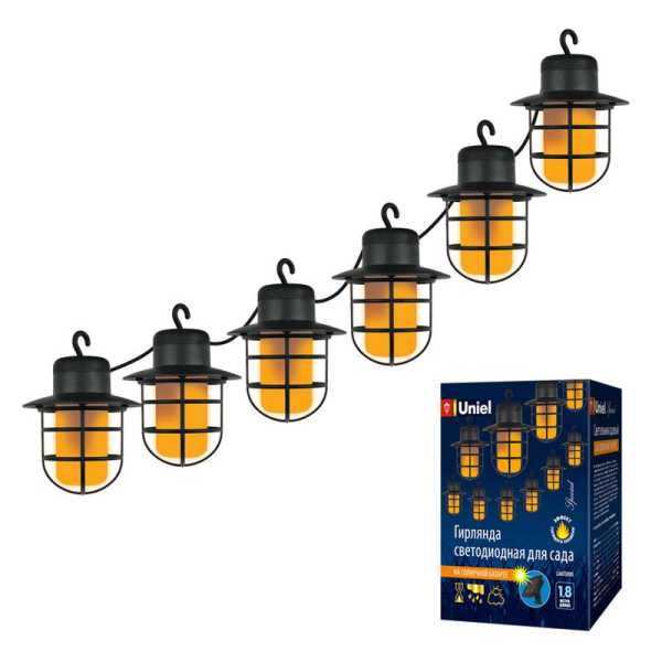 Гирлянда садовая USL-S-121/PT2500 LANTERNS солнечная батарея &amp;amp;quot;Фонарики&amp;amp;quot; 72 светодиода эффект пламени IP44 Uniel UL-00006558