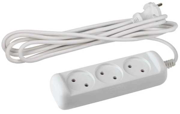 Удлинитель 3х3м без заземл. 10А IP20 U-3-3m-2х1 ПВС 2х1 Б0028355